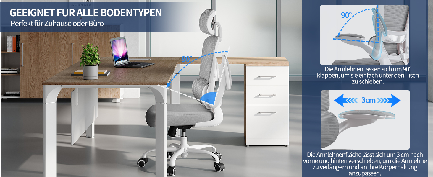 Ергономічне крісло TRALT для офісу з регульованою підтримкою попереку та підголівником. Ігрове крісло, офісне крісло для дому та офісу. Максимальне навантаження 150 кг, сірого кольору.