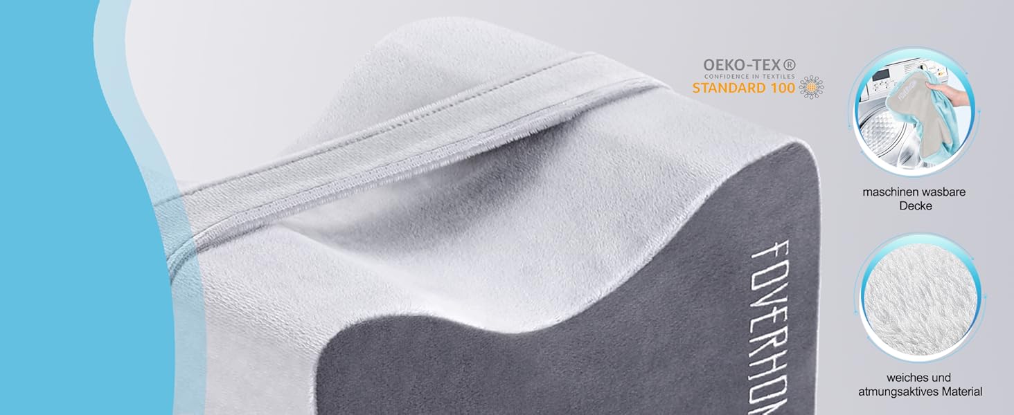 Ортопедична подушка між ніг foverhom з ефектом пам'яті (Memory Foam) для полегшення болю в спині, попереку та стегнах, сіра (до 66 см)