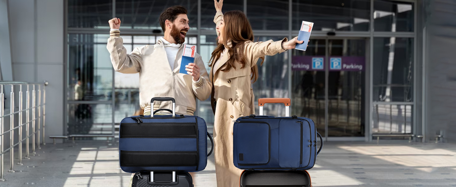 Рюкзак KONO для ручної поклажі в літак, великий, водонепроникний, 55 x 35 x 20 см, 38L (Navy)