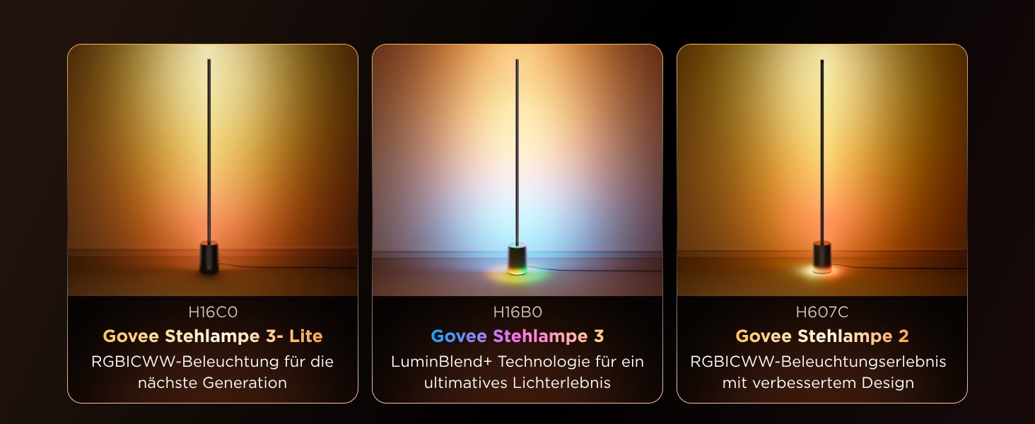 Розумна торшерна лампа Govee Stehlampe 3 з технологією LuminBlend+, RGBWWIC, яскравість 2100лм