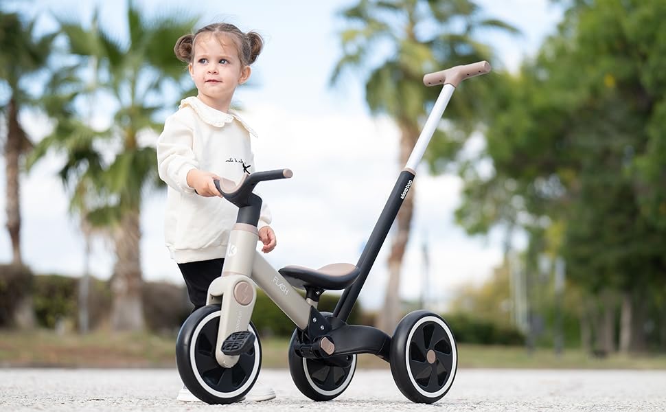 KikkaBoo Flash 5-в-1: Біговел/Триколісний велосипед для дітей від 18 місяців, сталевий каркас, EVA колеса, регульована ручка, сірий