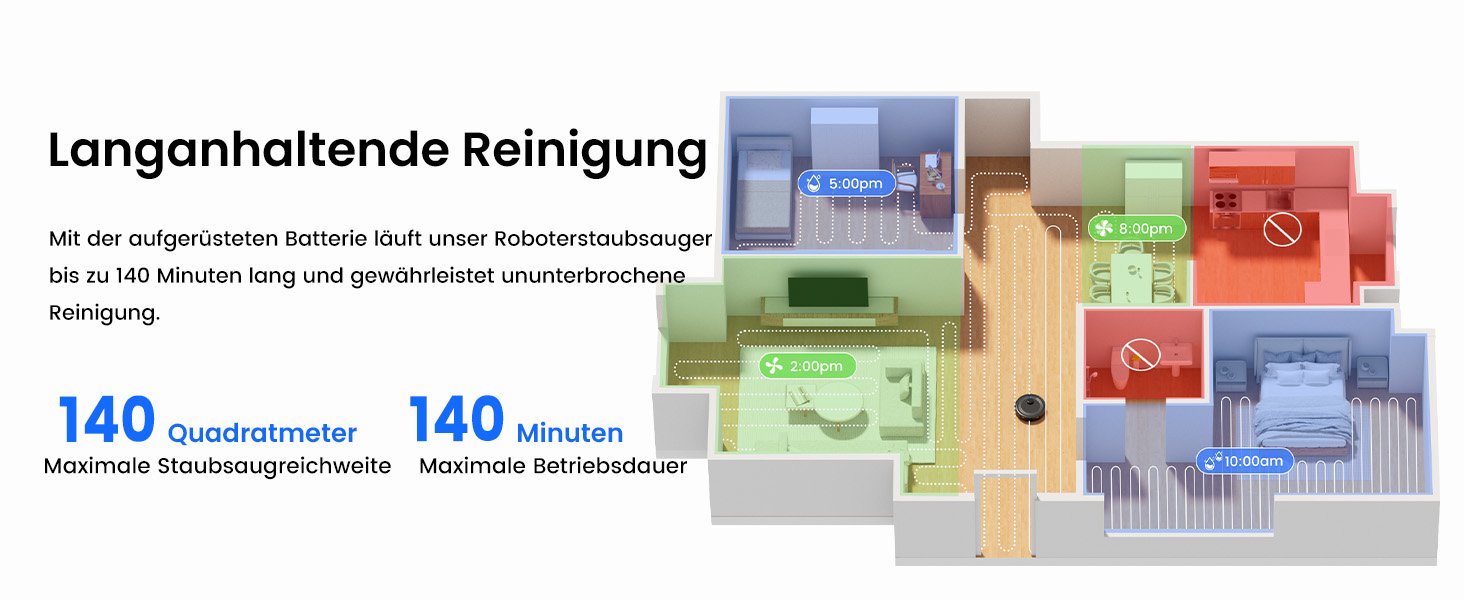 Робот-пилосос LEFANT M2 Pro з вологою тканиною, 5000Pa, лазерна навігація, LiDAR dToF, 150 хв, розпізнавання килимів, керування через додаток/голос, для видалення шерсті тварин, чорний