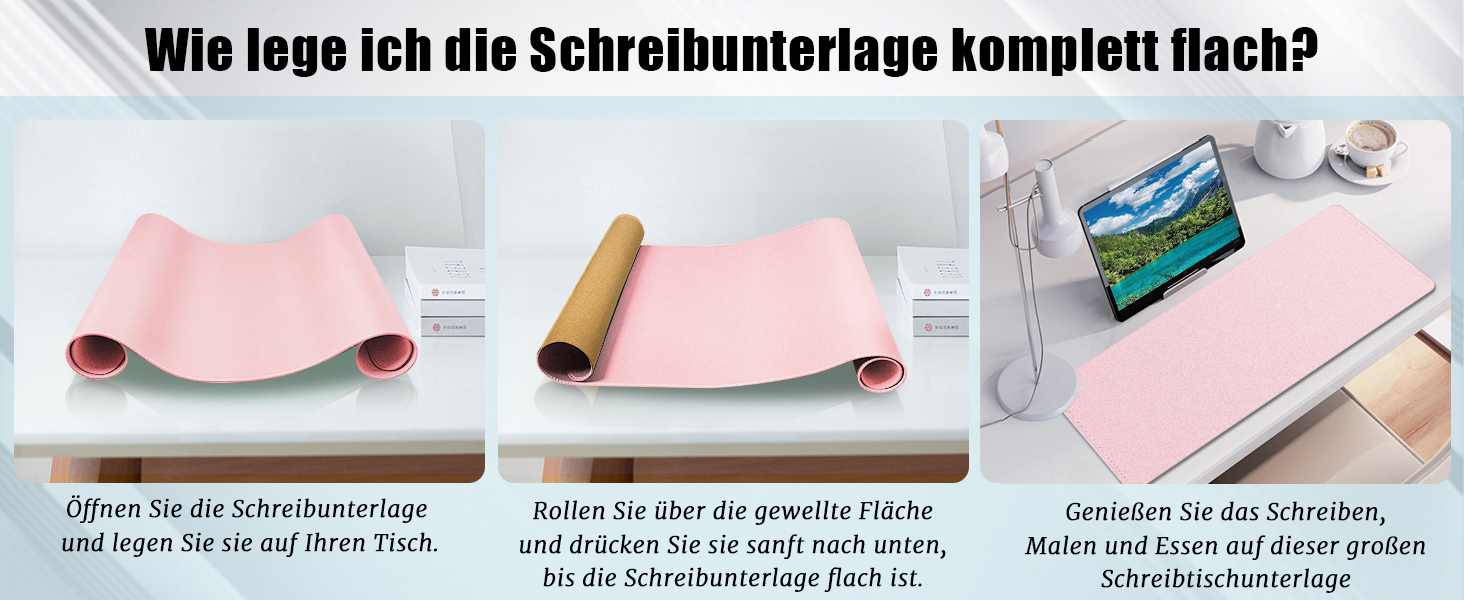Шкіряний килимок для столу BLESWIN, великий протиковзаючий підкладник під мишу та клавіатуру для ноутбука та комп'ютера, захисна підкладка для письма (Рожевий, 90x43 см)