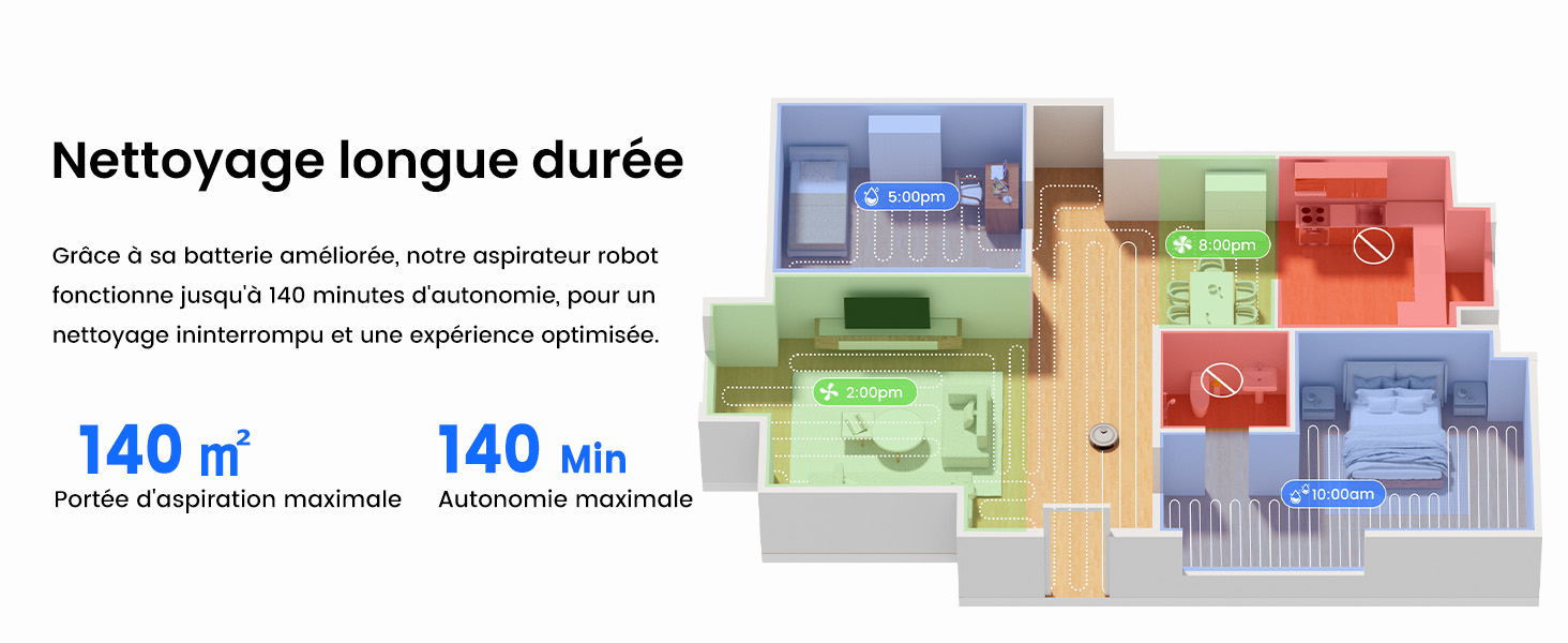 Робот-пилосос LEFANT M2 Plus з картографією, лазерною навігацією, 6000Pa, персоналізованим прибиранням, WiFi/App/Alexa, чорний (M2 Pro Grey)