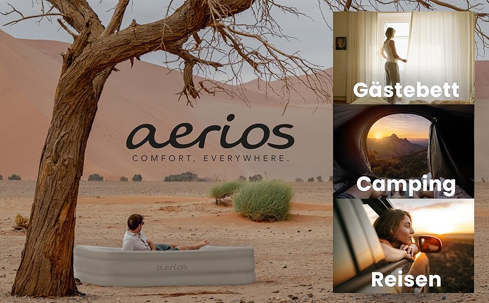 Надувне ліжко для 2 осіб - самонадувна повітряна матрац | Преміум гостьове ліжко без кабелю живлення - вбудований USB-C насос | Надувне ліжко - виберіть розмір зараз! (Бежевий, двоспальне)