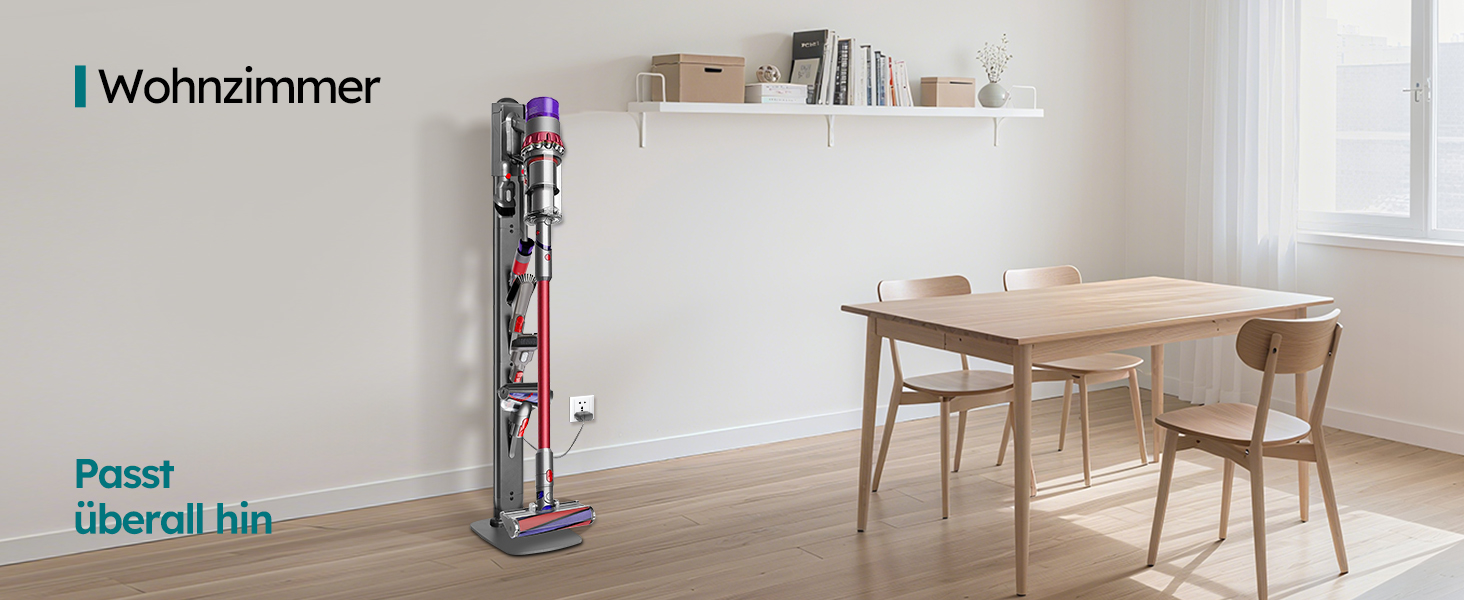 Металевий стійка-тримач для пилососа JUPELI, сумісний з Dyson V16, Gen5, V15, V12, V11, V10, V8, V7, V6, підставка для пилососа та аксесуарів, без свердління, темно-сірий