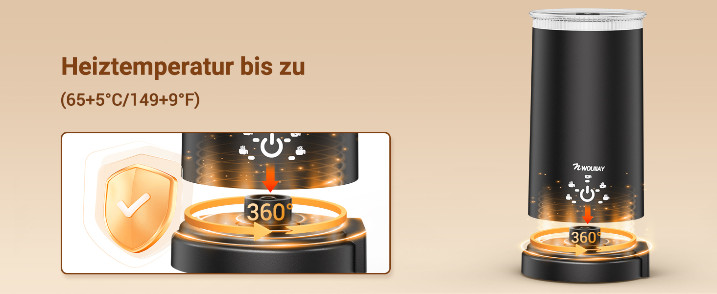 Електричний спінювач молока 5-в-1 600W з антипригарним покриттям. Підходить для приготування гарячого та холодного молочного пін, какао, лате, капучино. Чорний.