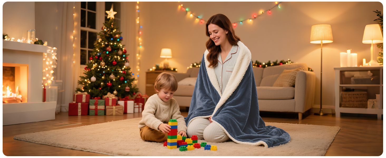 Електрична гріюча ковдра з автовимкненням 160x130 см, 9 температурних режимів, таймер, LED-дисплей, пральна, для софи, ліжка, офісу, подарунок, сірий колір