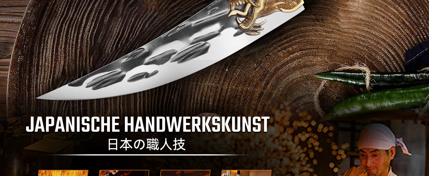 Кухонний ніж Purple Dragon: професійний шеф-ніж з ручкою з рожевого дерева | Для м'яса, риби та овочів