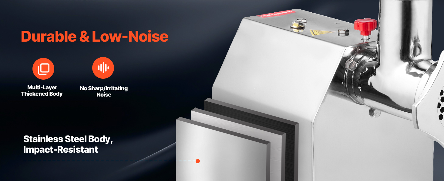 Електрична м'ясоподрібнювач VEVOR, 4.2 кг/хв, 1100 Вт, з лезом та диском, для ресторану, з нержавіючої сталі