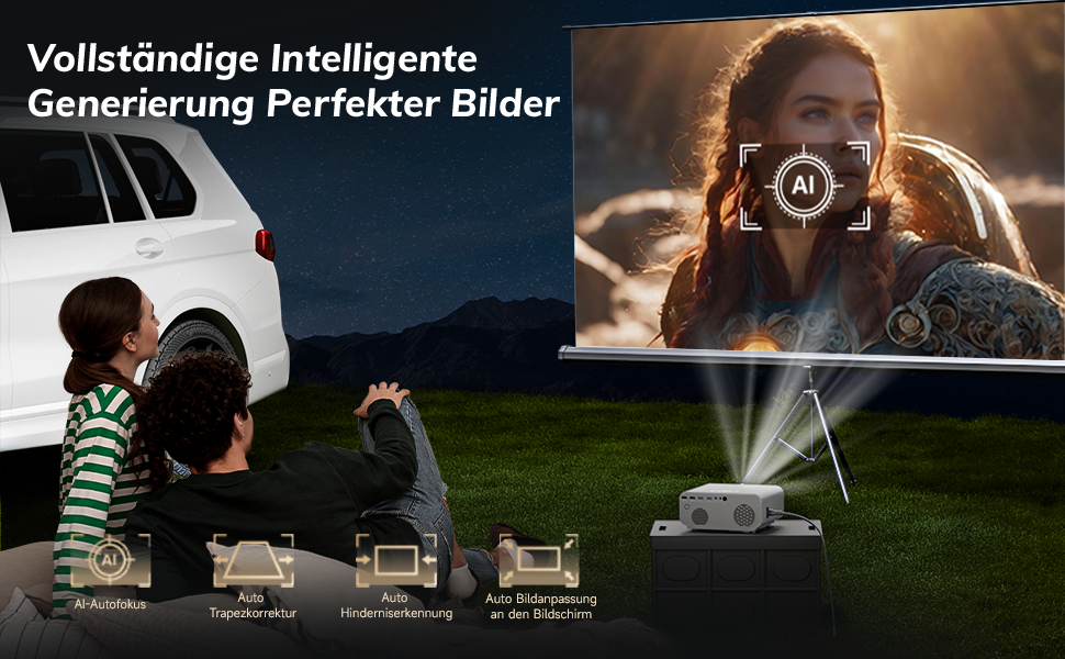 Smart-проектор Beamer 4K C12CNEW з автофокусом та автокоррекцією трапеції, Full HD 1080P, 28000 Люмен, WiFi, Bluetooth 5.2, для домашнього кінотеатру, сумісний з Netflix