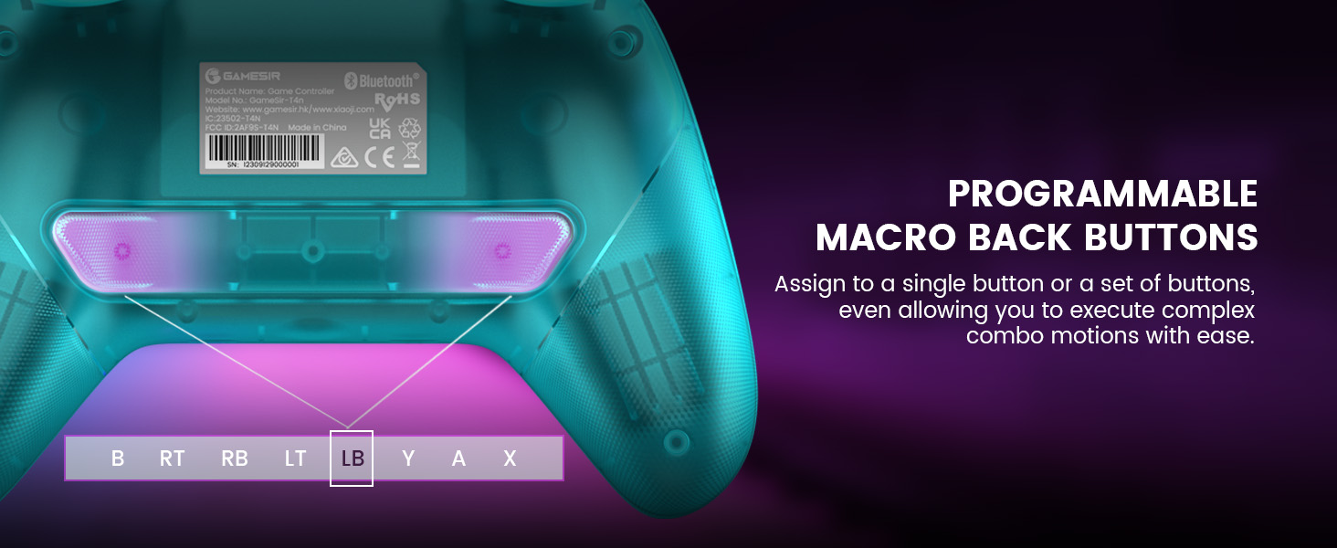 GameSir Nova Lite: Бездротовий контролер з трирежимним підключенням для PC, Switch, Steam, iOS, Android, з тригерами Hall-ефекту, DualVibration, Turbo, рухом (фіолетовий)