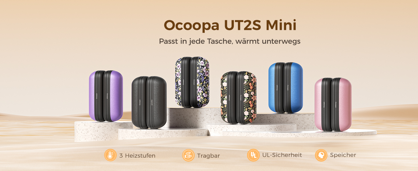 Грілки для рук OCOOPA UT2S Mini, 5200mAh, 2 шт. Магнітні електричні грілки для рук, багаторазові, для кемпінгу та активного відпочинку, подарунок