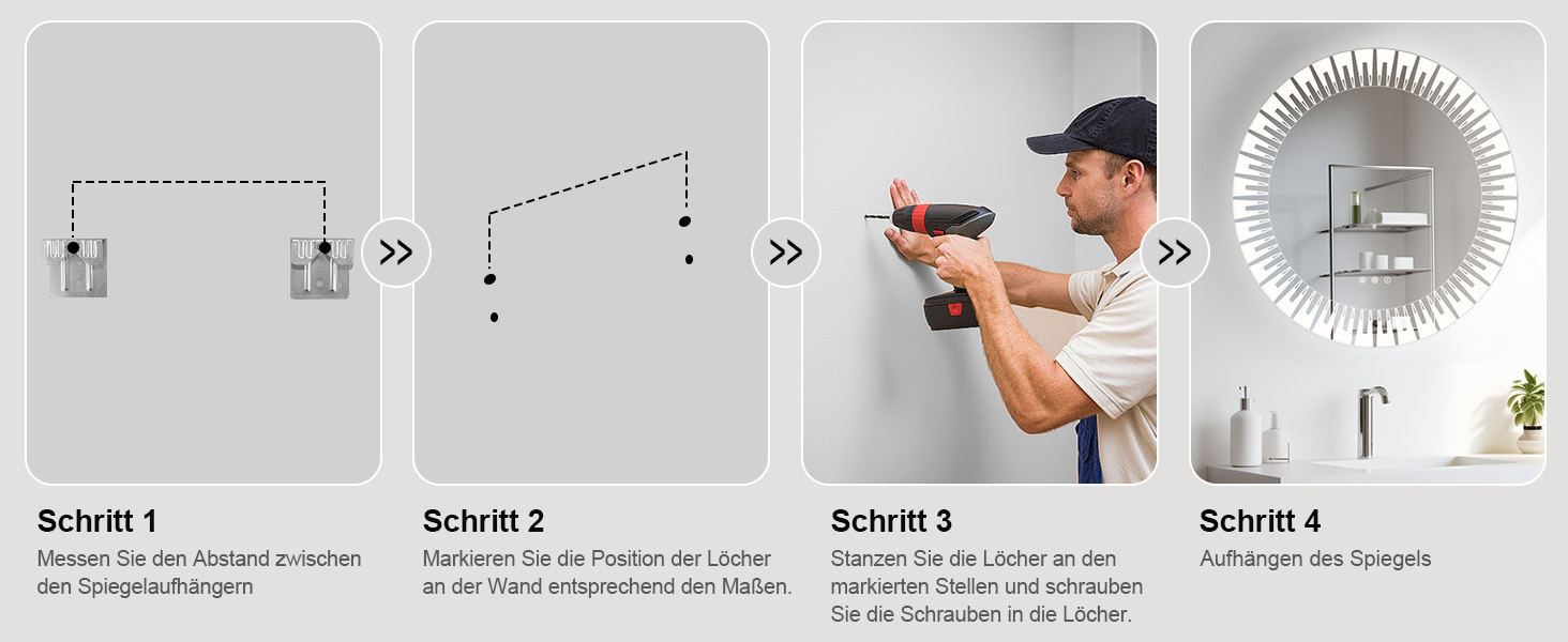 Дзеркало для ванної кімнати YOLEO з підсвічуванням 90x70 см, LED дзеркало з переднім та заднім освітленням, дзеркало для стіни з пам'яттю, 3 регульовані кольори світла, антизапотівання