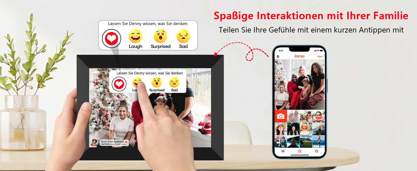 Цифровий фоторамка FRAMEO WLAN 32GB: 10.1 дюймовий Smart Cloud-фоторамка з IPS LCD сенсорним екраном та автоматичним поворотом