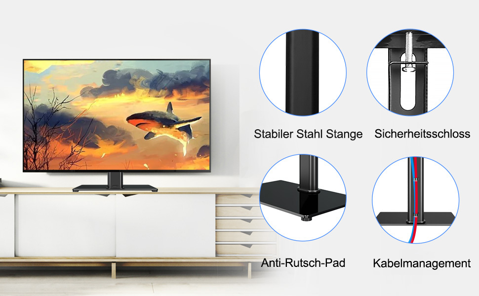 Підставка для телевізора Suptek, поворотна, для екранів LED/OLED, 26-55 дюймів, до 50 кг, VESA 400x400 мм, TS202