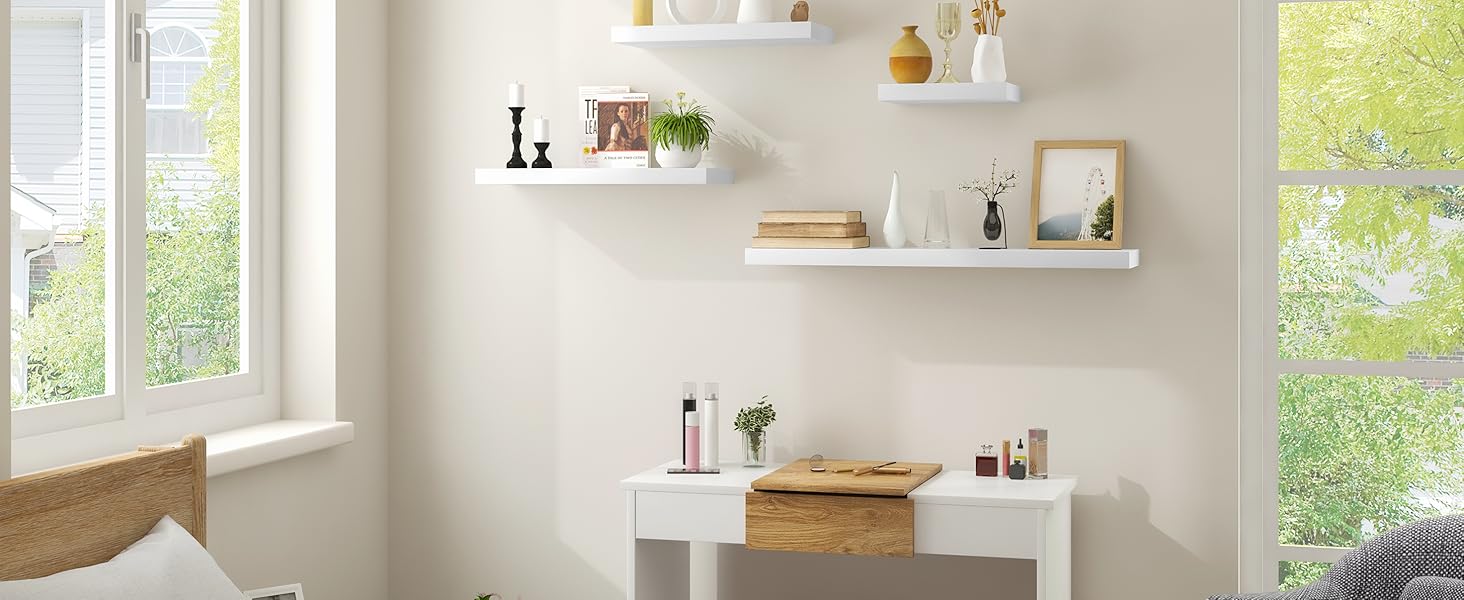 Полиця настінна WOLTU Wandboard для CD, DVD, книг, 120x22.9x3.8 см, чорна - для офісу, вітальні, спальні, кухні RG9315sz