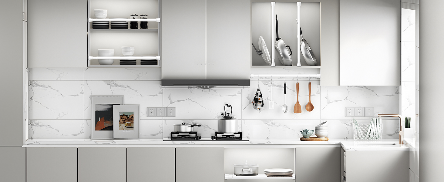 Штанга для штор без свердління AIZESI, 113-197 см, телескопічна, діаметр 22 мм, біла