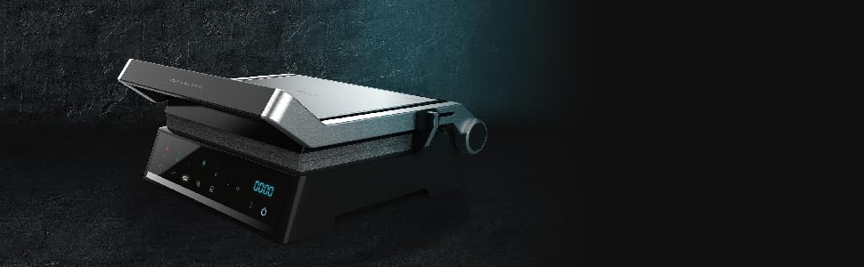 Електричний гриль Cecotec Rock'nGrill Dual 2000W з регулюванням температури та знімними антипригарними пластинами, що відкриваються на 180°