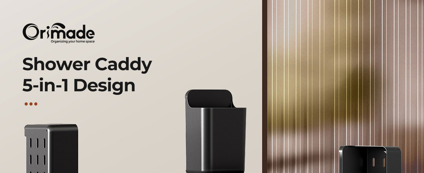 Поличка для душу Orimade без свердління, нержавіюча сталь, 5 шт., тримач для шампуню, велика місткість, чорний ABS пластик, 5 шт.