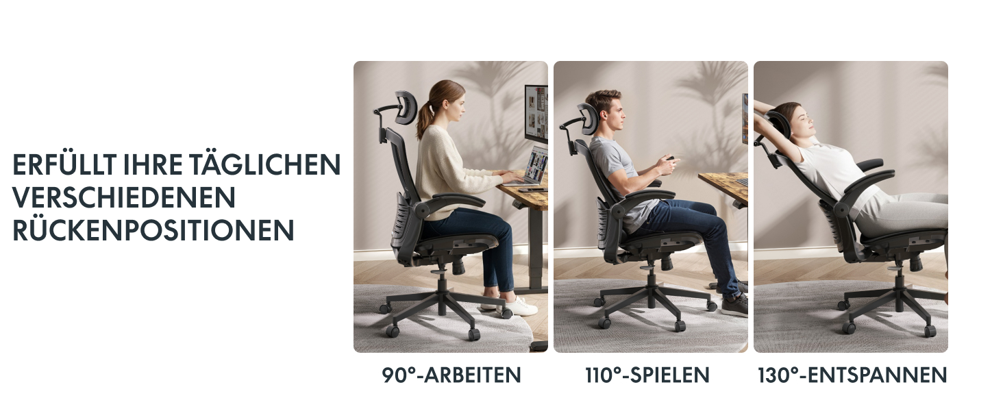 Офісний стіл FLEXISPOT Pro (Чорний Mesh): ергономічний крісло з регульованою підголівником, підлокітниками та поперековою підтримкою, функція гойдання 120° для дому, офісу та робочого кабінету