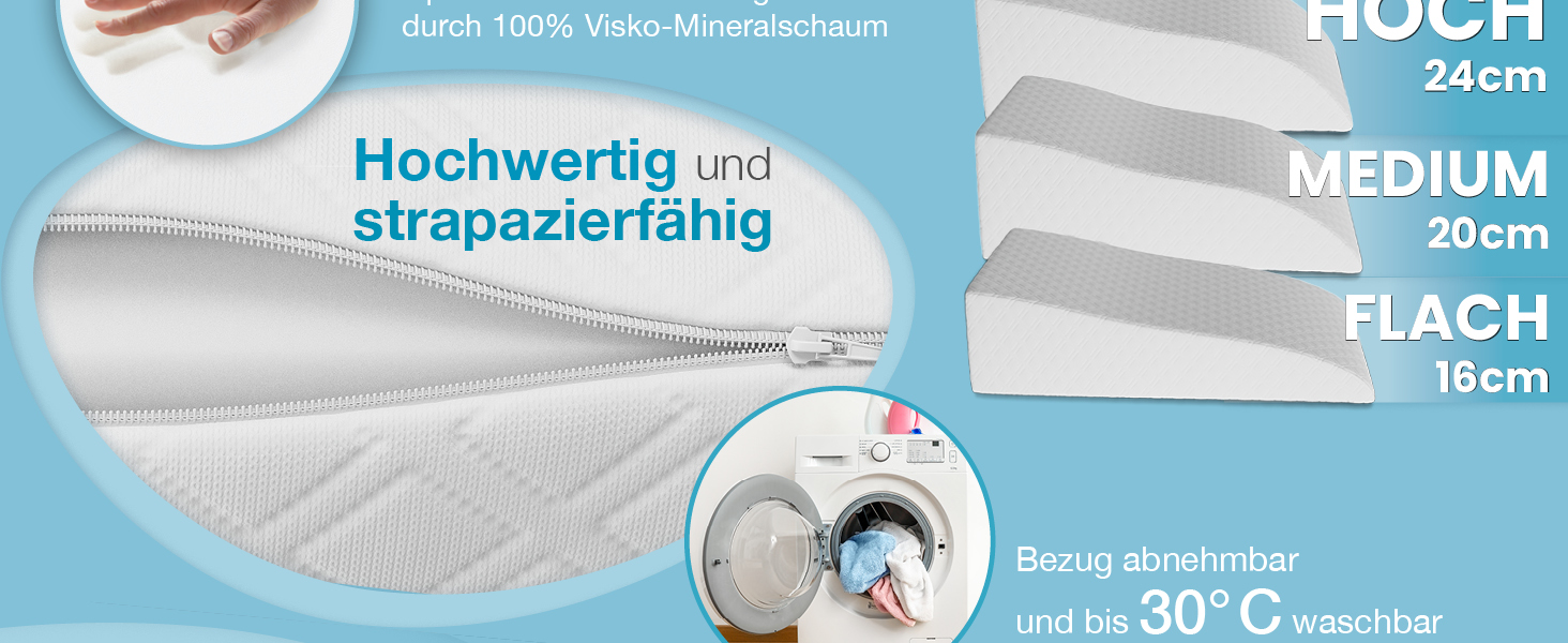 Подушка для ніг ELONEO з піною з пам'яті, для підтримки ніг, знімний чохол, 62x40x24 см, (Висока, Біла)