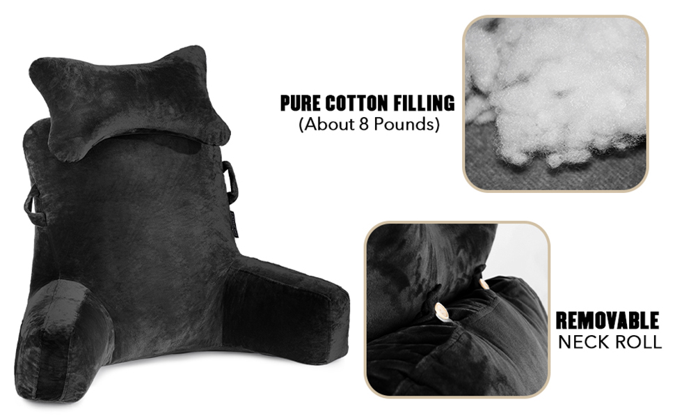 Крісло-мішок для читання, велике (78,7 см), з підголовником та підлокітниками, сіре для читання, перегляду телевізора, дорослих