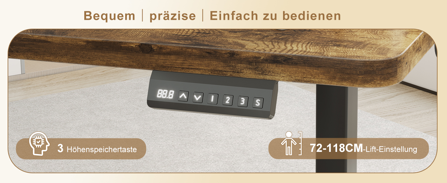 Регульований кутовий стіл 160x140 см з полицею, електропривод, коричневий