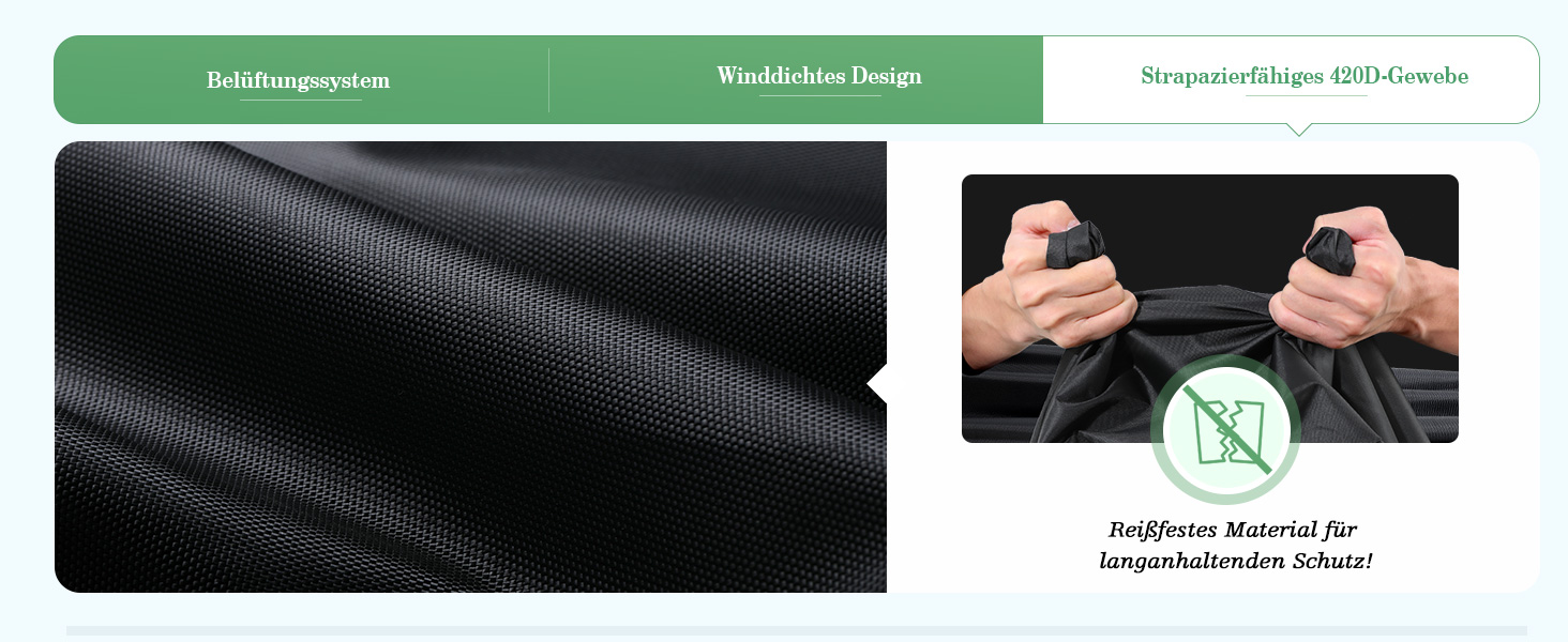 Чохол для садово-патіо меблів UIRWAY 180x120x74 см, водовідштовхуючий, 420D Oxford, з вентиляційними отворами та світловідбиваючими смугами