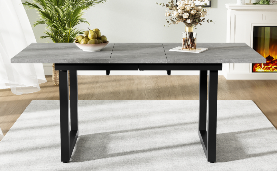 Розсувний обідній стіл Merax, 140/180x80x75 см, білий, металеві ніжки