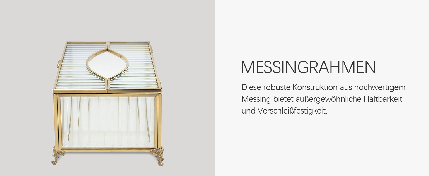 Скляна коробка для серветок SLHEQING Gold - органайзер для косметичних серветок, прямокутна модель для ванної, вітальні, спальні, офісу