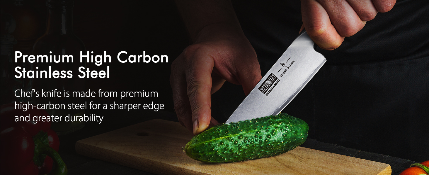 Ніж кухарський HOSHANHO Profi: гострий кухонний ніж шеф-кухаря з високоякісної нержавіючої сталі, універсальний, з ергономічною ручкою, у подарунковій коробці