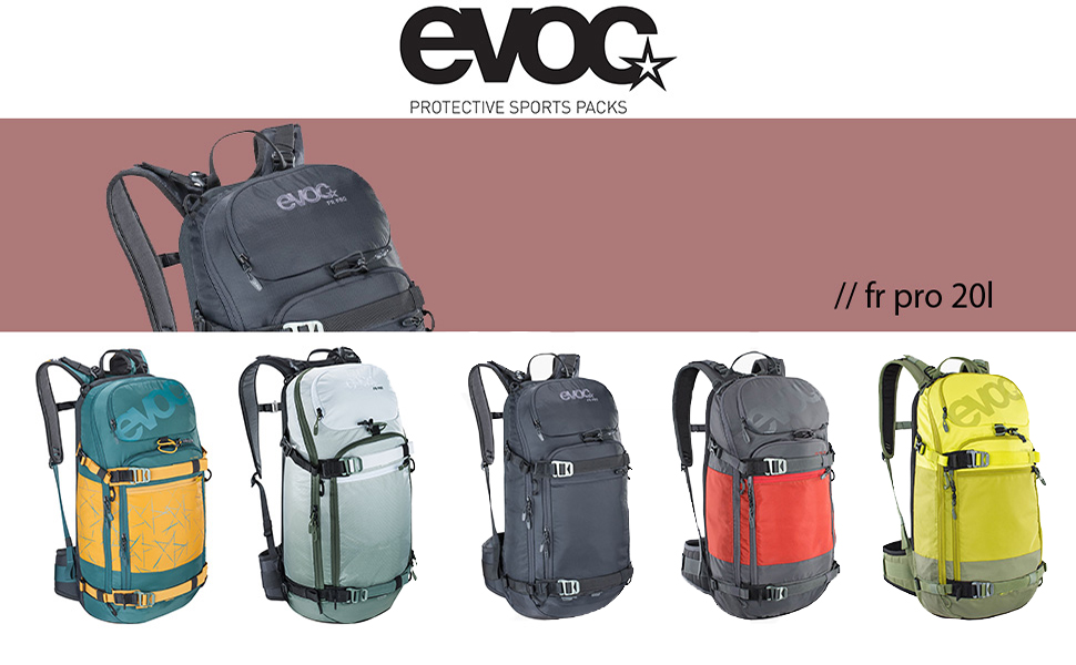 Рюкзак EVOC FR PRO 20l Protector Backpack Daypack (інтегрований протектор для спини, LITESHIELD SYSTEM, кріплення системи гідратації, лавинний відсік, тримач для лиж та сноуборду, розмір S, M/L, XL) (Бензинова глина, S)