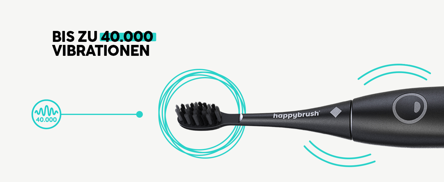 Електрична звукова зубна щітка happybrush® Eco Vibe 3+ – Чорний колір – 2 роки гарантії