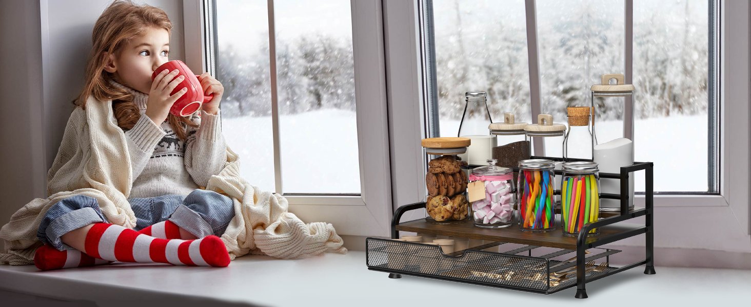 Трирівнева підставка для капсул Nespresso Vertuo з шухлядою, 40 капсул, органайзер для кави на кухню