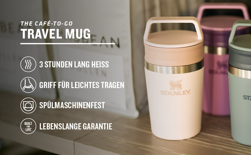 Термокружка Stanley Cafe To Go - 0.23L, чорна - нержавіюча сталь, 4 години тепла, 5 годин холоду