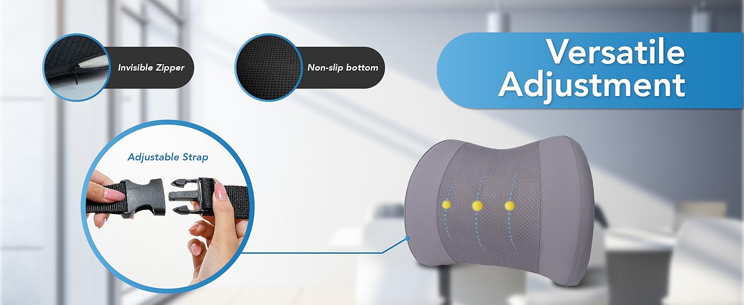 Подушка для підтримки попереку, Memory Foam, для зменшення болю в спині, для авто, офісу, інвалідного візка (Сірий)