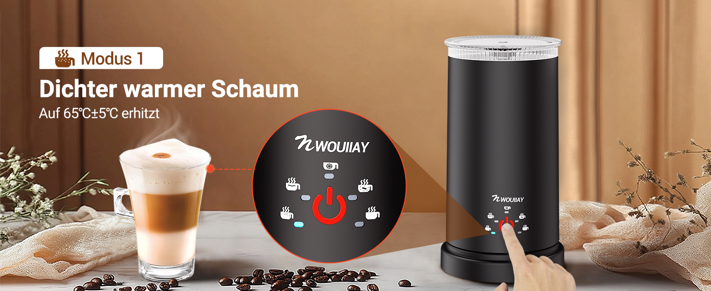 Електричний спінювач молока 5-в-1 600W з антипригарним покриттям. Підходить для приготування гарячого та холодного молочного пін, какао, лате, капучино. Чорний.