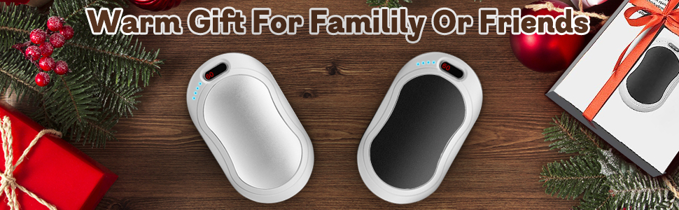 Електричні грілки для рук 2 шт. 10000 mAh з цифровим дисплеєм, USB-зарядка, Powerbank, подарунок на зиму для жінок та дітей (чорний/сріблястий)