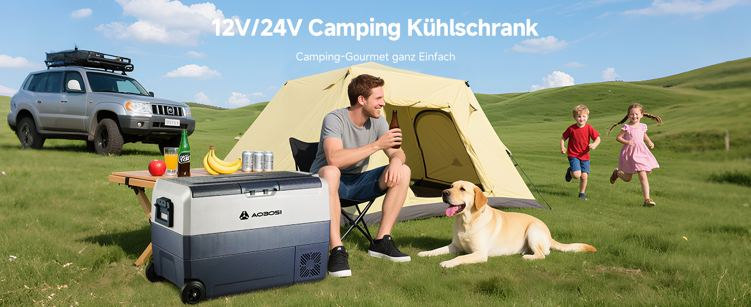 Автомобільний компресорний холодильник AAOBOSI 50л з Wi-Fi, 12/24V/220V, -20°C для авто, кемпінгу, вантажівок, з двома зонами охолодження