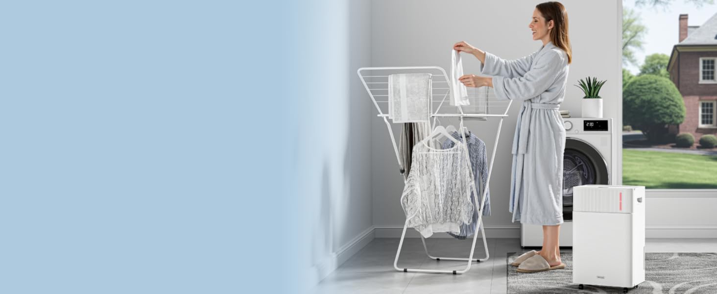 Електричний осушувач повітря VonHaus 12L/24h - для підвалу, кімнат до 125м³/20м², з таймером та функцією сну, проти вологи та плісняви