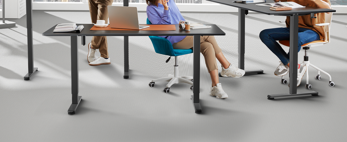 Електричний регульований стіл ErGear 140x70 см, чорний, з пам'яттю, для дому та офісу