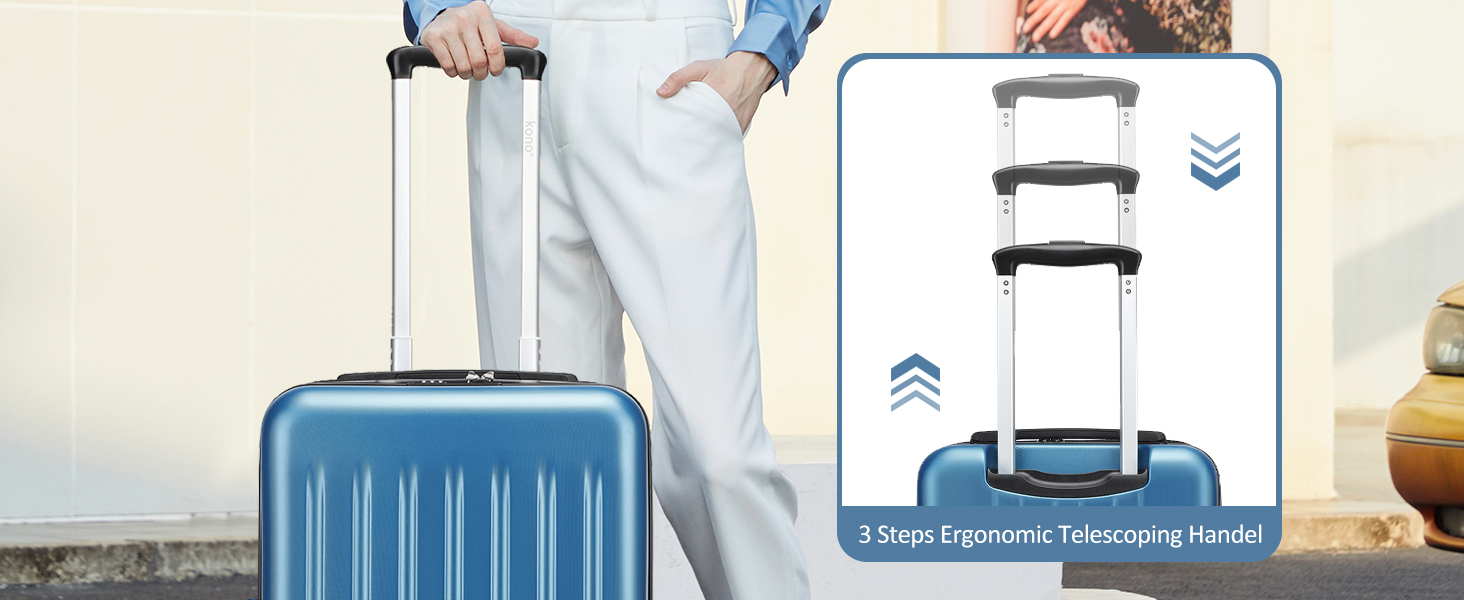 Валіза-тележка KONO 55 см, 20 дюймів, ABS, темно-синій (ручна поклажа)