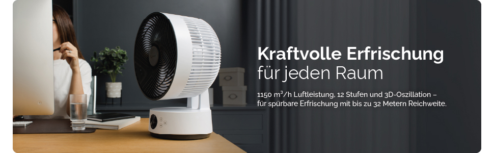 Вентилятор підлоговий MeacoFan Sefte® з пультом, 3D-коливанням та нічним режимом - тихий (25 дБ), висота регулюється, таймер, для спальні та вітальні, 3 роки гарантії