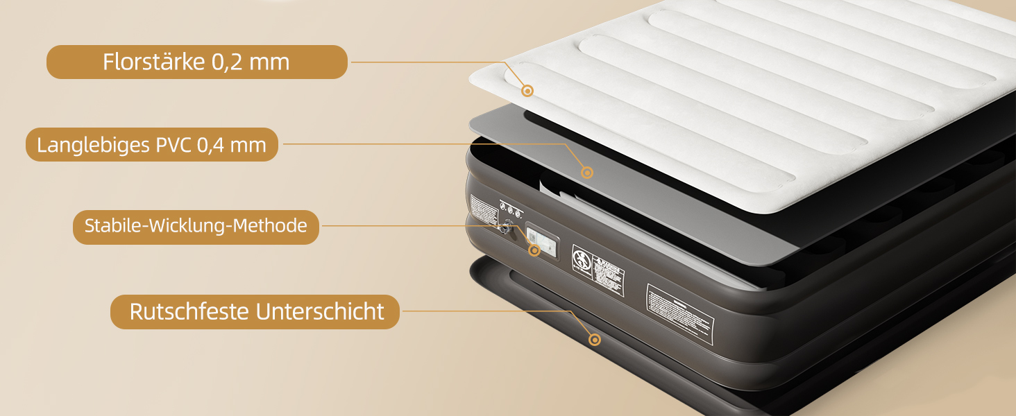 Надувне ліжко CHILLSUN® для 2 осіб, 203x152x46 см, з електричним насосом, водонепроникне, для кемпінгу та гостей