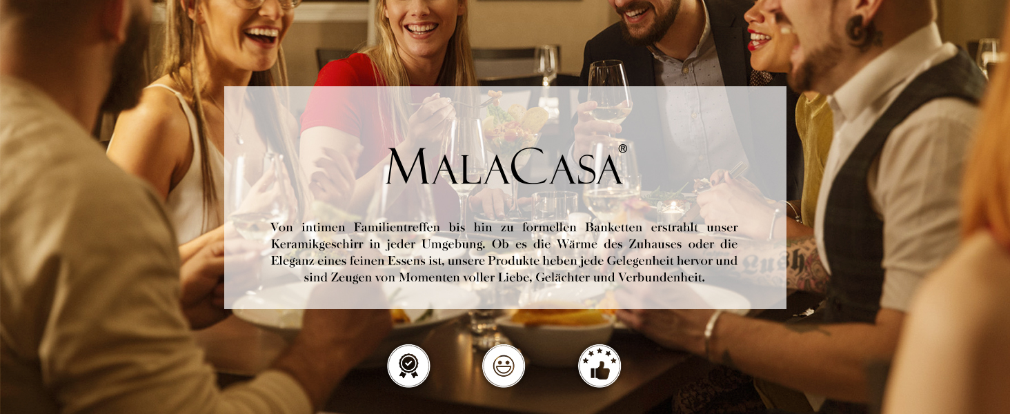 Набір посуду MALACASA LEILA Weiß для 6 осіб, 18 предметів, порцеляна, скандинавський стиль, білий