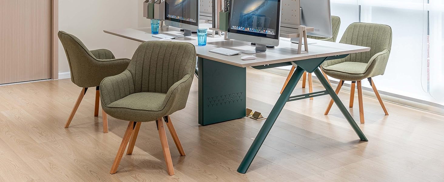 Крісло для їдальні Cosy - обертове, з підлокітниками, зелене, на дерев'яних ніжках