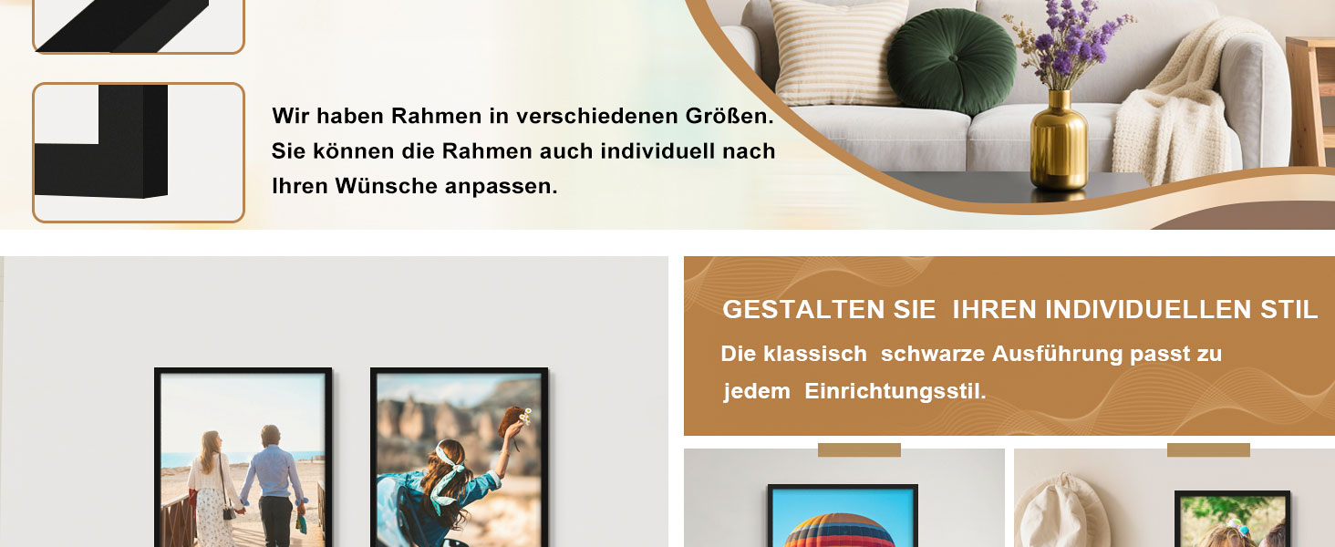 Набір фоторамок 50x70 см (3 шт.) Чорні, дерев'яні рамки для фото, картин, постерів 50х70 см