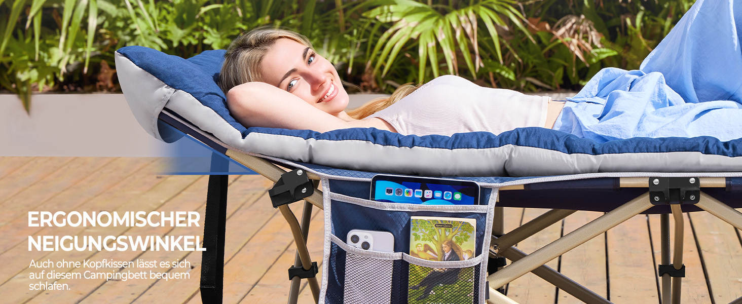 Розкладне кемпінгове ліжко Yaheetech з матрацом та сумкою для транспортування, 191 x 67 см, до 150 кг, сірий матрац та чорний каркас