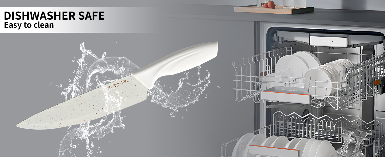 Набір ножів кухонних 15 предметів з точилкою, нержавіюча сталь, для нарізки, шинкування, нарізання кубиками, безпечний, (Білий)